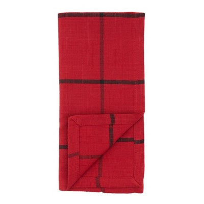 Red Cotton Plaid Christmas Table Napkins Set of 4