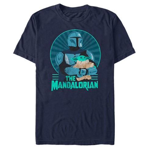 Men's Star Wars The Mandalorian Father's Day Mando and Grogu Retro Logo T-Shirt - image 1 of 4