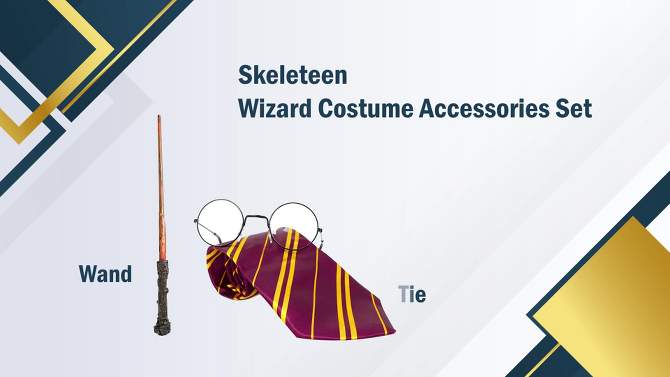 Skeleteen Wizard Costume Set - Wand, Glasses and Tie, 2 of 8, play video