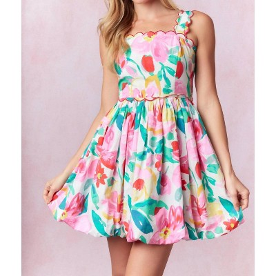 Women's Izzy Back Bow Floral Mini Dress - Peach Love