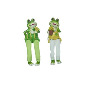 Transpac Resin Garden Frog Shelf Sitter Set of 2 Spring Home Decorations - 1 of 1