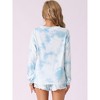 cheibear Women's Long Sleeve Tops with Shorts Tie Dye Casual Pajamas Set - 3 of 4
