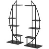 Outsunny 5 Tier Metal Plant Stand Half Moon Shape Ladder Flower Pot Holder Shelf for Indoor Outdoor Patio Lawn Garden Balcony Decor, 2 Pack - 4 of 4