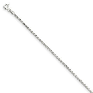 Black Bow Jewelry 1.7mm, Sterling Silver Diamond Cut Solid Rope Chain Bracelet - 1 of 4