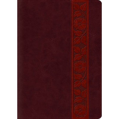 ESV Study Bible, Large Print (Trutone, Mahogany, Trellis Design, Indexed) - (Leather Bound)