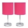 11.81" Traditional Petite Metal Stick Bedside Table Desk Lamp in Chrome with Fabric Shade - Creekwood Home - 2 of 4