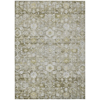 Taupe Beige And Gold Oriental Washable Indoor Outdoor Area Rug