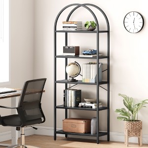 WhizMax 5 Tier Arched Display Racks Tall Standing Bookcase with Metal Frame, 1 Pack (70.87 x 23.62 x 11.02 in) - 1 of 4
