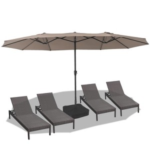 Patio Umbrellas, 15FTx9FT Patio Double-Sided Umbrella, Outdoor Rectangle Market Umbrella for Patio, Lawn & Garden and Poolside - 1 of 4