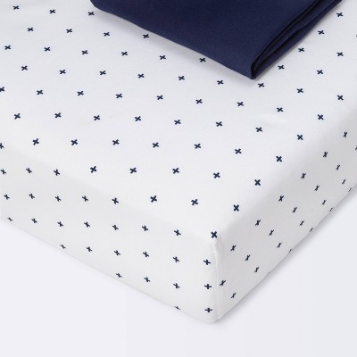 Crib Fitted Sheets Plus and Navy Solid - Cloud Island™ Navy 2pk