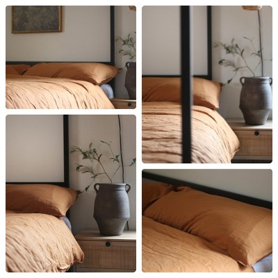 Twin Umber Linen Duvet Cover and Pillow Sham Set