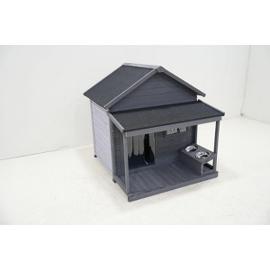 UbMelt Outdoor&Indoor Dog House with Porch and 2 Bowls Weatherproof Large Wooden Dog Kennel for Winter,Gray - 1 of 4
