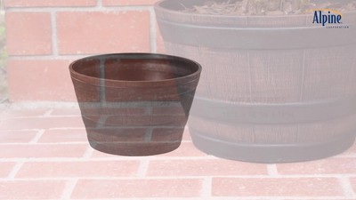 Bronze 18" Vintage Barrel Planter with Drainage Hole
