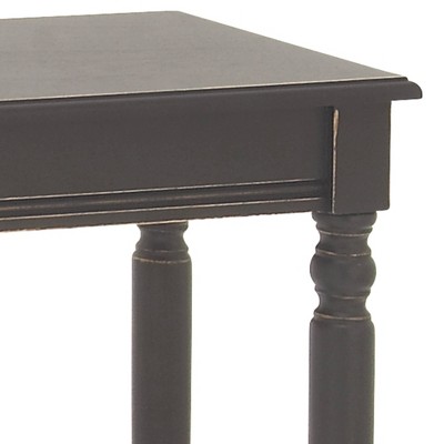 Black Wood Console Table with Glass Shelf and Storage