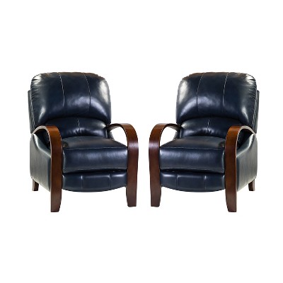 Set of 2 Alexandra Genuine Leather Manual Recliner | ARTFUL LIVING DESIGN