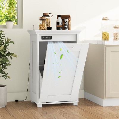 Famapy Smart Deodorizing Multi-Use Cabinet, Single/Double Trash Bin Cabinet,Timed Odor Removal,As Kitchen Island,Pet Food Holder,Laundry Hamper,No Bin