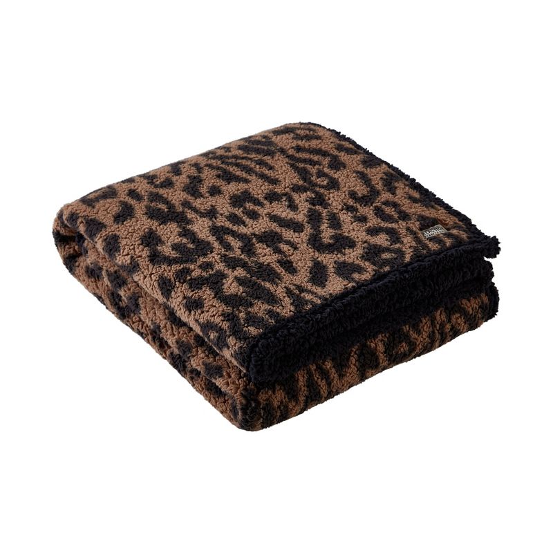 Kenneth Cole Reaction  Throw Blanket (Hudson Leopard-Brown Black)-50" X 60", 1 of 10