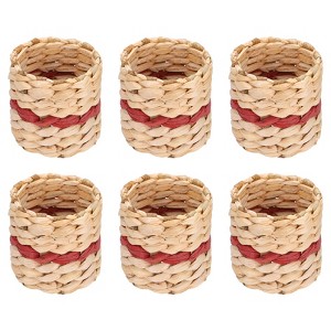 Unique Bargains Handmade Woven Natural Cattail Grass Farmhouse Napkin Rings 6 Pcs - 1 of 4