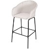 Ladd Outdoor Metal Wicker Barstool, Light Gray Faux Wicker, Set of 2 - 3 of 4