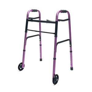 Lumex Everyday Adult Walker Lightweight, Foldable Walking Aid, 5 Inch Front Wheels with Glide TipsSupports up to 300 Pound Weight Capacity, Plum - 1 of 4