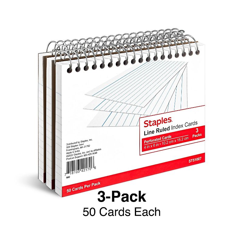 MyOfficeInnovations 4 x 6 Index Cards Lined White 50 Cards/Pack 3 Pack/Carton MYO257832, 2 of 6