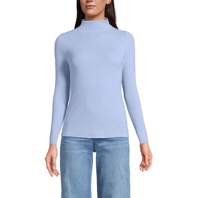 Lands' End Women's Drapey Rib Skimming Long Sleeve Mock Neck