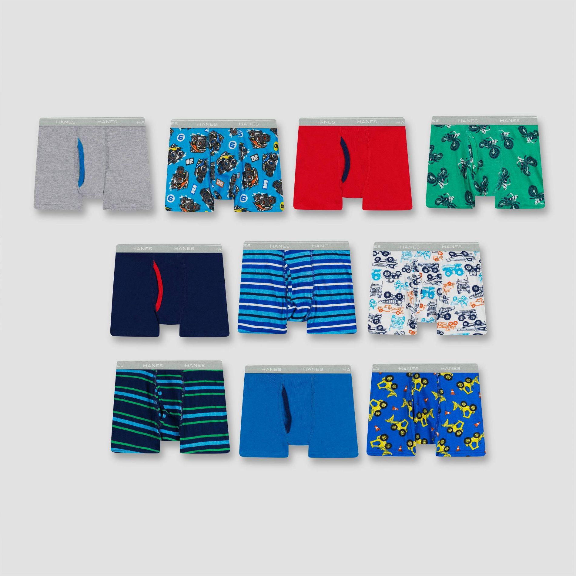 Hanes Toddler Boys' 10pk Boxer Briefs - Colors May Vary 4T: Cotton, Tagless, Pull-On, Breathable, Machine Washable