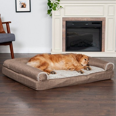 Large Orthopedic Faux Fur and Linen Outdoor Sofa Bed