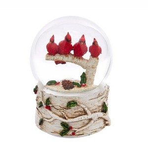 Kurt Adler 100MM Cardinals With Tree Musical Water Globe - 1 of 4