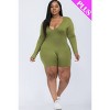 Slickblue Women’s Plus Size V-Neck Bodycon Romper, Long Sleeves, Soft and Stretchy Fabric, Casual or Relaxed Look - 3 of 4