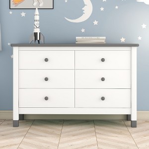 NicBex 6 Drawers Nightstand,Bedside Table with Round Knobs,Modern Side Table for Bedroom - 1 of 4