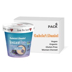 Gabriel and Daniel Instant Oatmeal with Blueberries, Acai and Collagen – Organic, Non-GMO, Gluten-Free Oats (Pack of 6) - 1 of 4