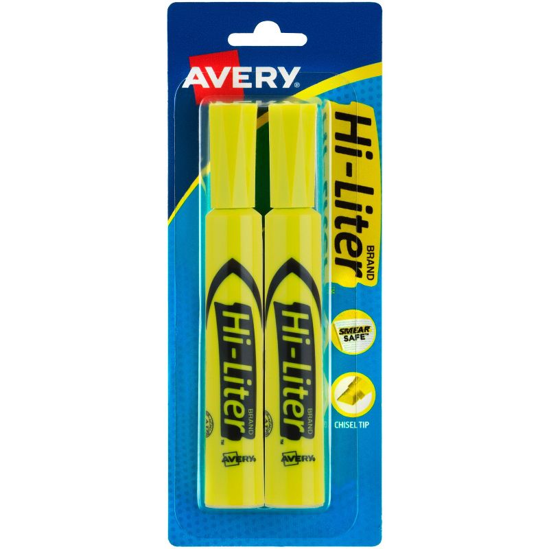 Avery Highlighter Chisel Point 2/CD Fluorescent Yellow 24081, 1 of 10