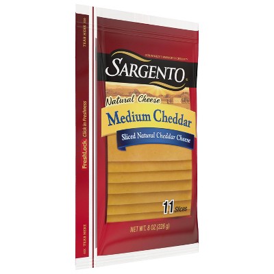 Sargento Natural Medium Cheddar Sliced Cheese - 8oz/11 Slices : Target