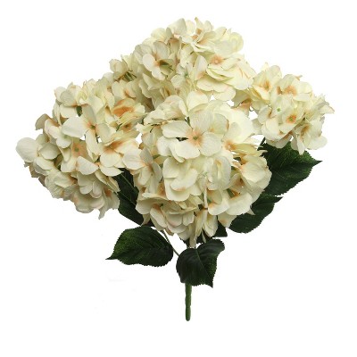 Floral Home 21" Beige Hydrangea Bush with 5 Flower Heads - 1-Piece
