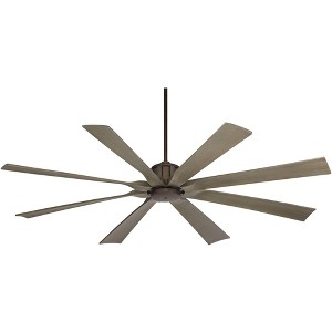 70" Possini Euro Design Defender Industrial Rustic Indoor Outdoor Ceiling Fan Remote Oil Rubbed Bronze Weathered Oak Damp Rated Patio - 1 of 4
