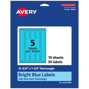 Avery Bright Blue Paper Labels, 9.75" x 1.25" Rectangle - 1 of 4