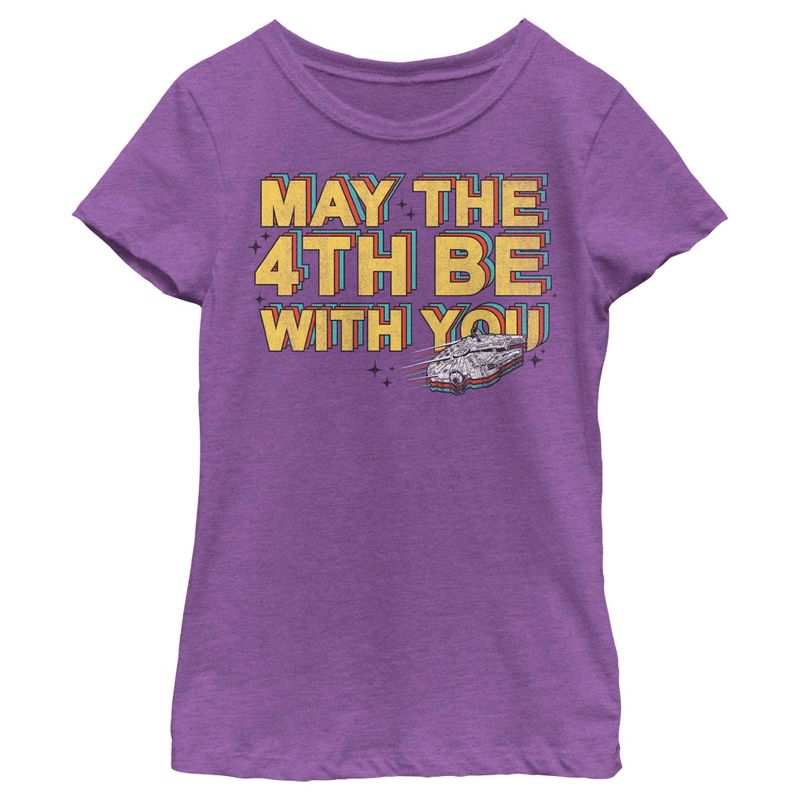 Girl's Star Wars Millennium Falcon May the 4th Be With You T-Shirt, 1 of 5