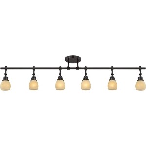 Pro Track Elm Park 6-Head Ceiling Track Light Fixture Kit Spot Light Directional Brown Bronze Finish Amber Glass Western Kitchen Bathroom 57 1/2" Wide - 1 of 4