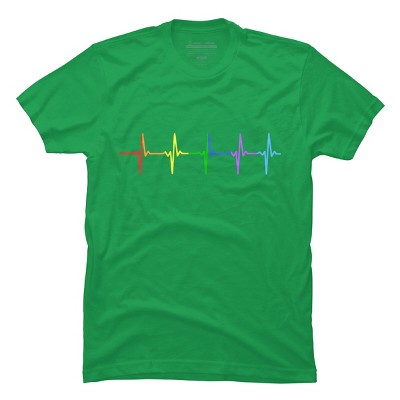 Adult Design By Humans Pride Rainbow Heartbeat By Thingsandthings T-Shirt