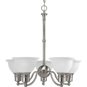 Progress Lighting Madison 5-Light Reversible Chandelier, Brushed Nickel, Etched Glass Shade - 1 of 2