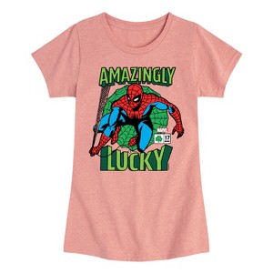 Girls' - Marvel - Spider-man St. Patrick's Day Amazingly Lucky Fitted Short Sleeve Graphic T-Shirt - 1 of 4