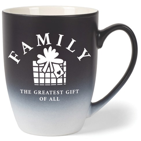 Elanze Designs Family The Greatest Gift of All Two Toned Ombre Matte Black and White 12 ounce Ceramic Stoneware Coffee Cup Mug - image 1 of 4