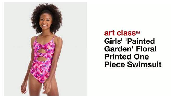 Girls&#39; &#39;Painted Garden&#39; Floral Printed One Piece Swimsuit - art class&#8482;, 2 of 5, play video