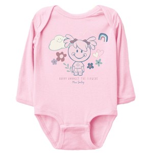 The Juniper Shop Mini Smiley Happy Amongst The Flowers Long Sleeve Bodysuit - 12M - Pink - 1 of 4