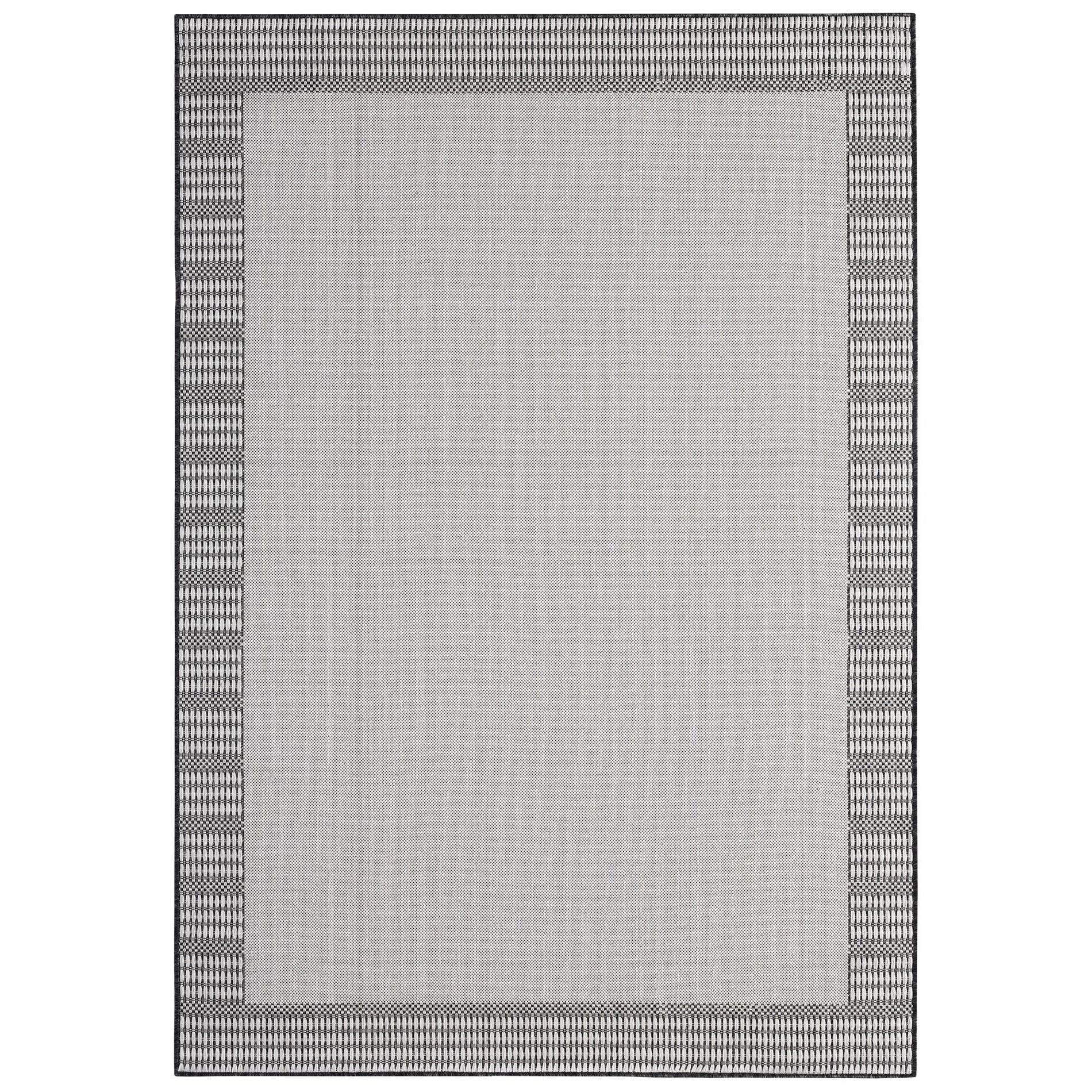 NICOLE MILLER NEW YORK Patio Country Landry Traditional Border Indoor/Outdoor Area Rug, Grey/Black, 5'2"x7'2"