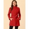 INSPIRE CHIC Women's Classic Stand Collar Long Sleeve Winter Belted Long Coat - 2 of 4