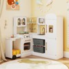 Costway Corner Kitchen with Lights and Sounds Interactive Wooden Playset Toy Kitchen Set Brown/Pink/White - 4 of 4