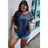 I AM A FASHION JUNKY Plus Size Swiss Dot Solid Round Neck Loose Shirt - 4 of 4