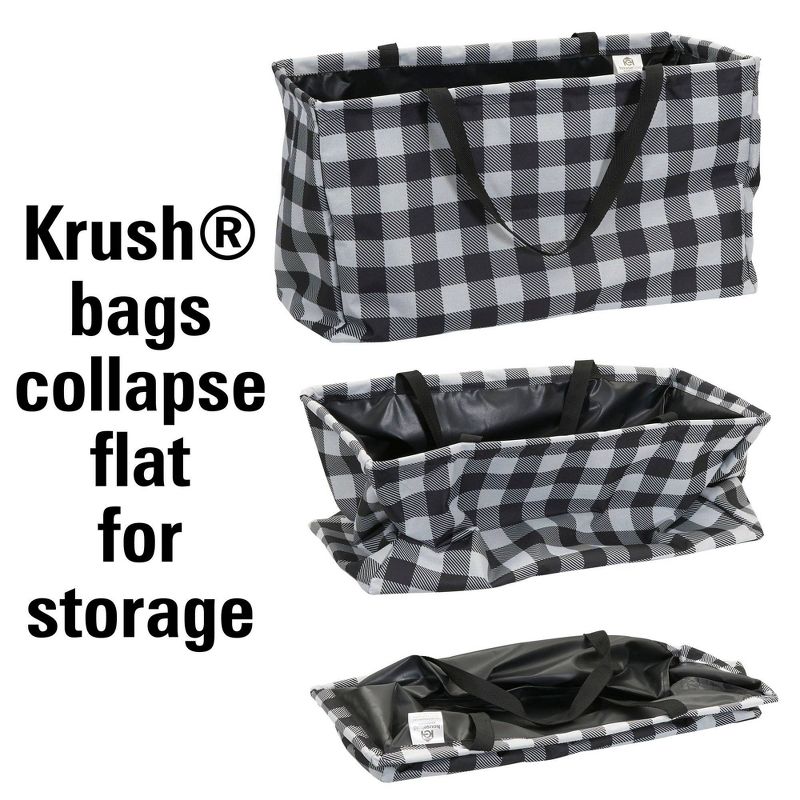 Household Essentials Rectangular Krush Canvas Utility Tote with Handles Water-Resistant Vinyl Lining, Large Capacity Buffalo Plaid Pattern, 4 of 10